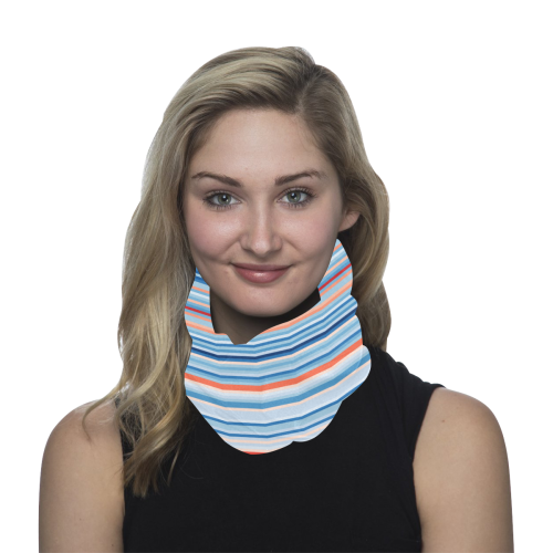 blue and coral stripe 2 Multifunctional Headwear