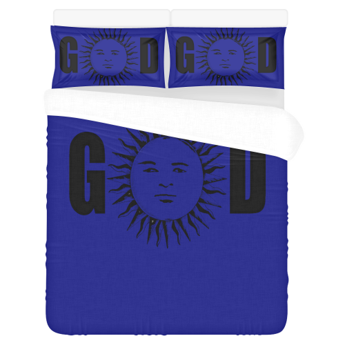 GOD Blue Bed Set 3-Piece Bedding Set