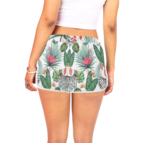 Awesome Flamingo And Zebra Women's All Over Print Relaxed Shorts (Model L19)