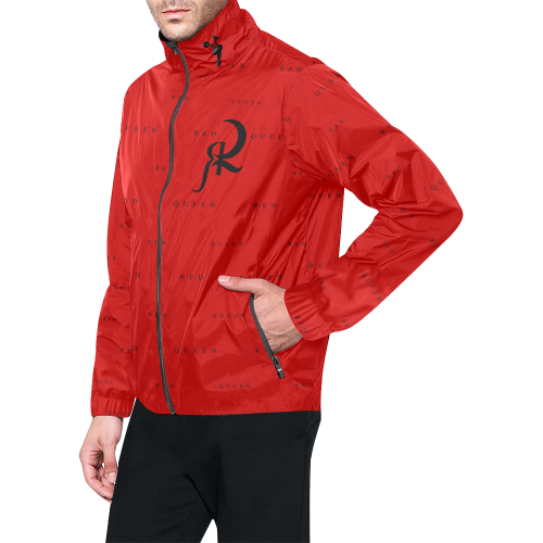 RED QUEEN SYMBOL BLACK LOGO ALL OVER RED Unisex All Over Print Windbreaker (Model H23)