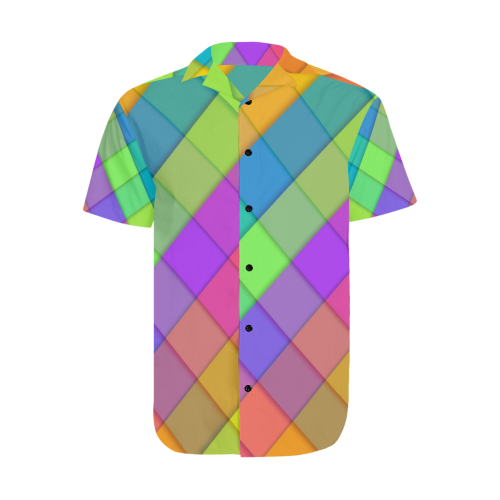 Neon Squared Men's Short Sleeve Shirt with Lapel Collar (Model T54)
