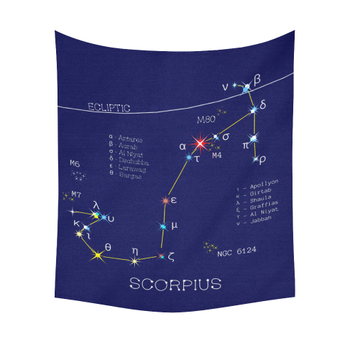 Star Scorpius Zodiac horoscope funny astrology sky Cotton Linen Wall Tapestry 51"x 60"