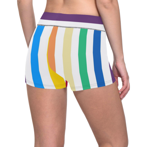Rainbow Stripes with White Women's All Over Print Short Leggings (Model L28)