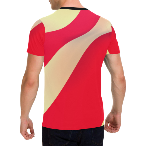 Red and White Stripes Men's All Over Print T-Shirt with Chest Pocket (Model T56)