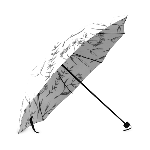 black white flowers Foldable Umbrella (Model U01)
