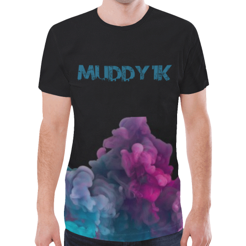 Muddy Blk/Teal New All Over Print T-shirt for Men/Large Size (Model T45)