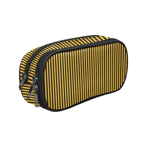 Black and Gold Stripes Pencil Pouch/Large (Model 1680)
