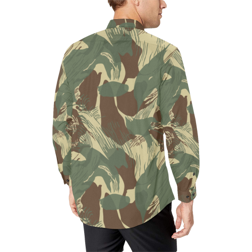 Rhodesian Bush Brushstroke Camouflage Men's All Over Print Casual Dress Shirt (Model T61)