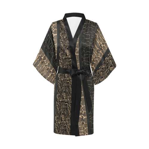 Exclusive Gold Black Python Kimono Robe