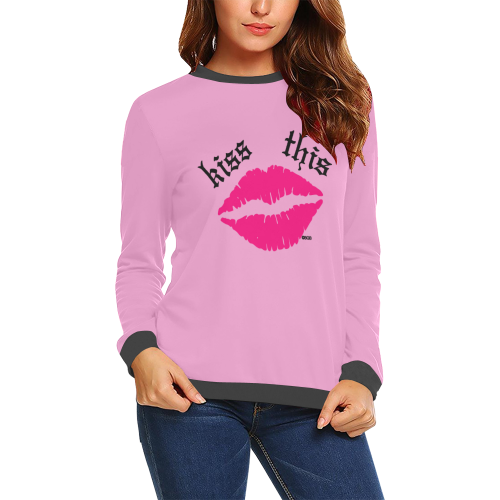 KISS THIS BGB PRINT W Sweat Shirt All Over Print Crewneck Sweatshirt for Women (Model H18)