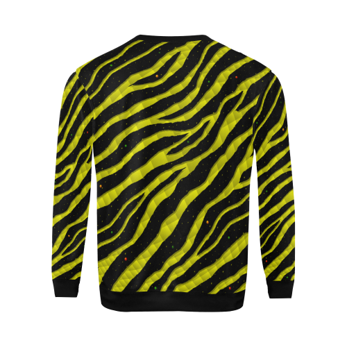 Ripped SpaceTime Stripes - Yellow All Over Print Crewneck Sweatshirt for Men (Model H18)