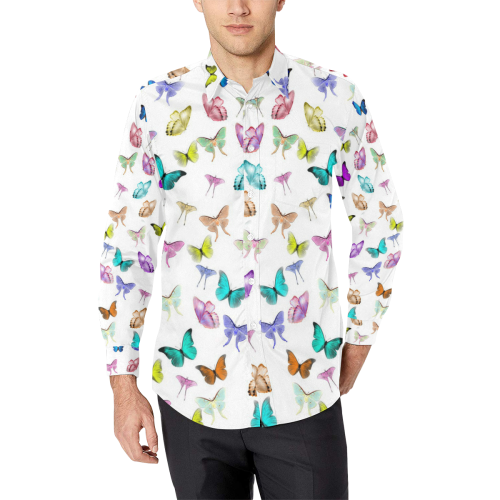 butterfly Men's All Over Print Casual Dress Shirt (Model T61)