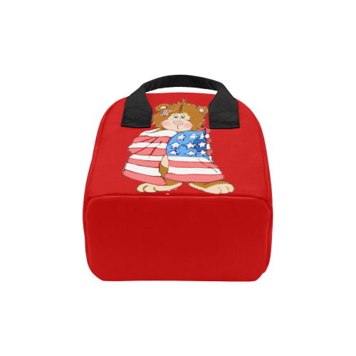 Patriotic Flag Bear Red Zipper Lunch Bag (Model 1689)