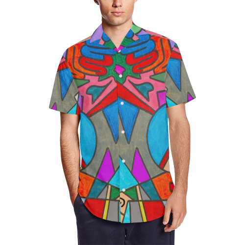 THE TIME MACHINE Men's Short Sleeve Shirt with Lapel Collar (Model T54)