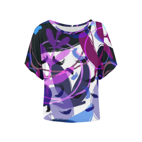 Fun Messy Abstract Women's Batwing-Sleeved Blouse T shirt (Model T44)