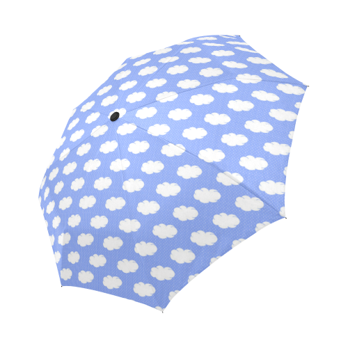 Clouds and Polka Dots on Blue Auto-Foldable Umbrella (Model U04)
