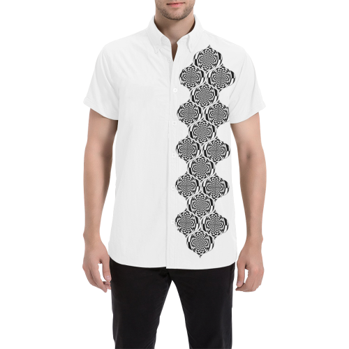 Hypnotic Flowers Border Black White Men's All Over Print Short Sleeve Shirt (Model T53)
