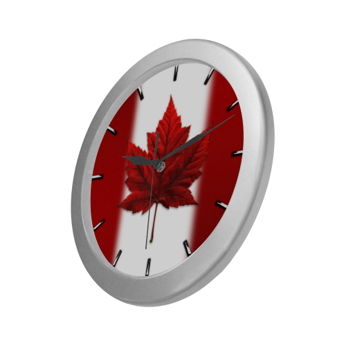 Canada Flag Souvenir Clocks Silver Color Wall Clock