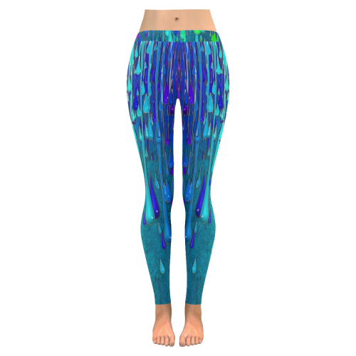 dripping paint Women's Low Rise Leggings (Invisible Stitch) (Model L05)