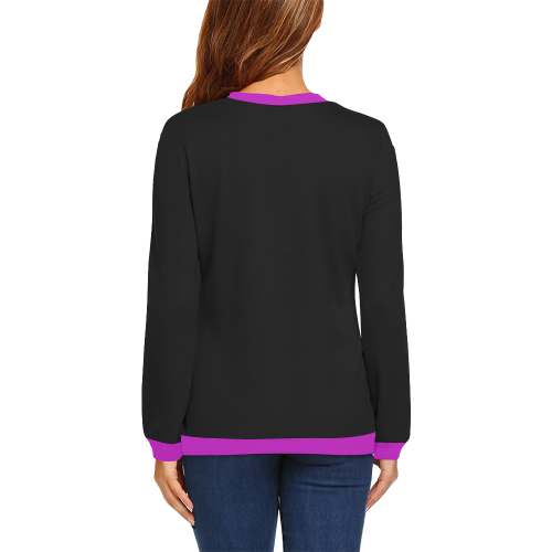 Valentine Mouse Black/Fuschia All Over Print Crewneck Sweatshirt for Women (Model H18)