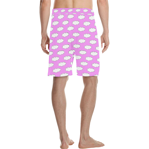 Clouds with Polka Dots on Pink Men's All Over Print Casual Shorts (Model L23)