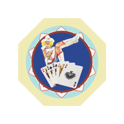 LasVegasIcons Poker Chip - Sassy Sally on Yellow Anti-UV Auto-Foldable Umbrella (Underside Printing) (U06)