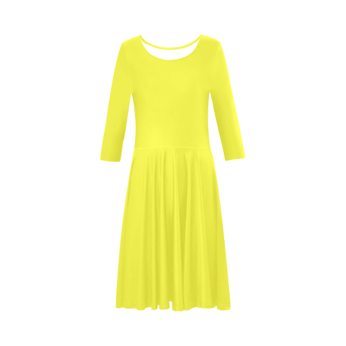 color maximum yellow Elbow Sleeve Ice Skater Dress (D20)