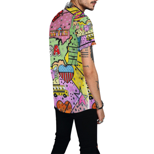 USA  Popart by Nico Bielow All Over Print Baseball Jersey for Men (Model T50)
