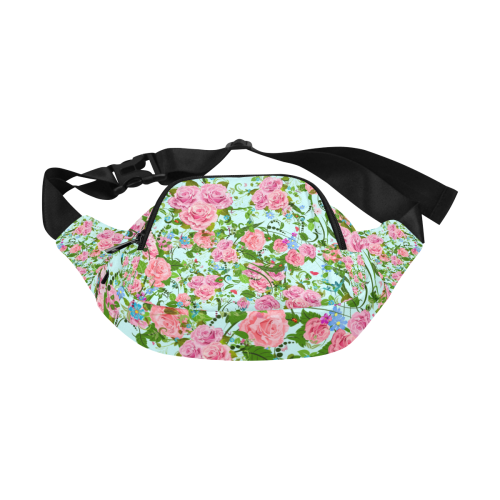 Pink Flower Fanny Pack/Small (Model 1677)