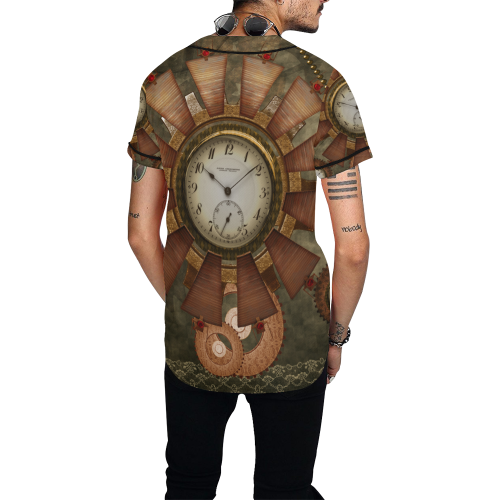 Steampunk, wonderful clocks in noble design All Over Print Baseball Jersey for Men (Model T50)
