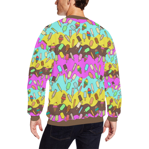 Ice Cream Treats Illustration All Over Print Crewneck Sweatshirt for Men/Large (Model H18)