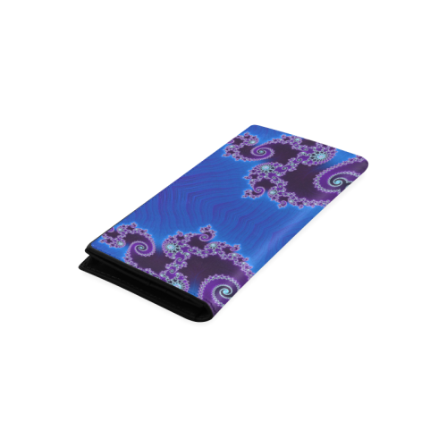 Blue Hearts and Lace Fractal Abstract 2 Women's Leather Wallet (Model 1611)