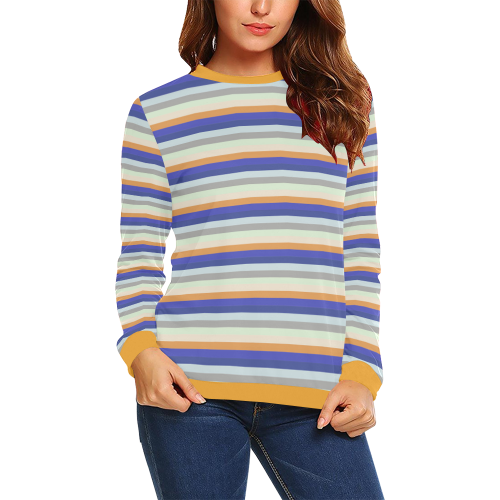 Fun Stripes 3 Orange All Over Print Crewneck Sweatshirt for Women (Model H18)