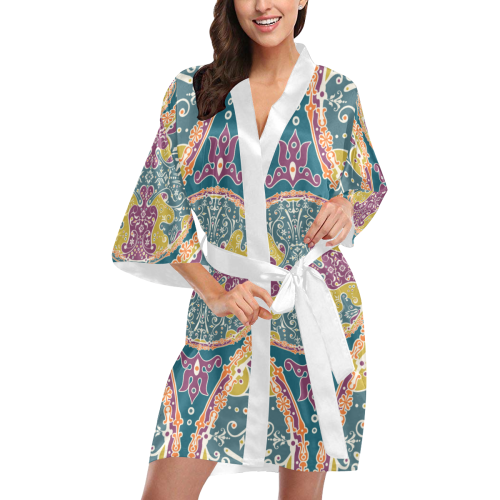 Hippie Mandala Pattern - Bohemian Chic Style 9 Kimono Robe
