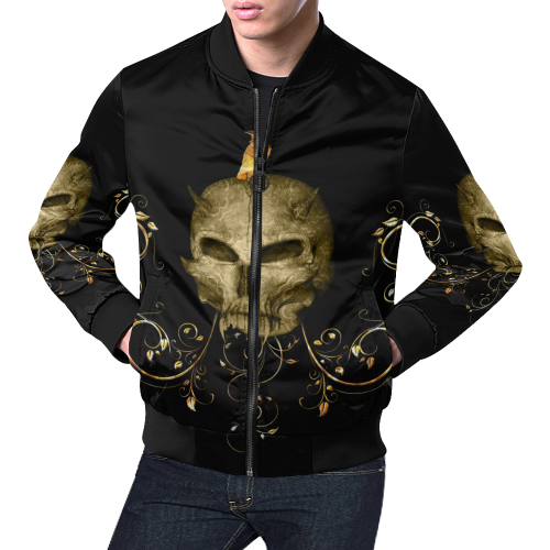 The golden skull All Over Print Bomber Jacket for Men/Large Size (Model H19)