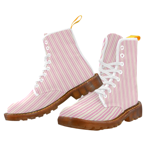 Pink Classic Stripe Martin Boots For Women Model 1203H