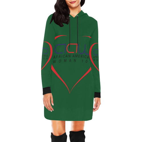 AAW101 Green Sweater Dress All Over Print Hoodie Mini Dress (Model H27)