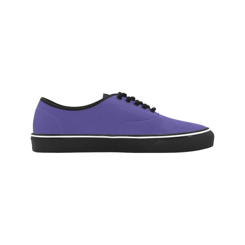color dark slate blue Classic Men's Canvas Low Top Shoes (Model E001-4)