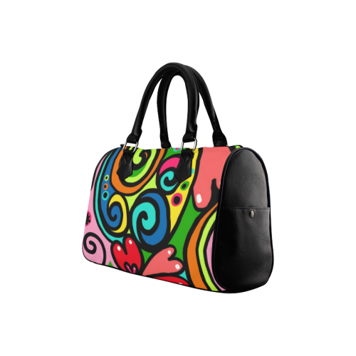 Fairlings Delight's Abstract Collection- Doodle Hearts Pattern 53086 Boston Handbag (Model 1621)