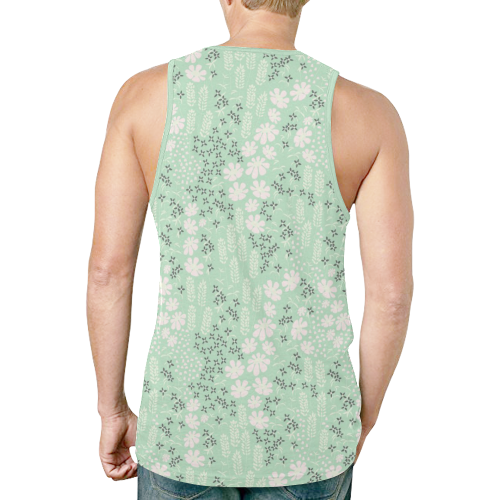 Mint Floral Pattern New All Over Print Tank Top for Men (Model T46)