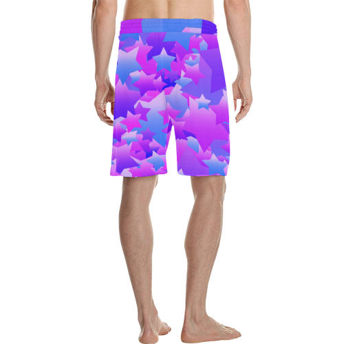 Bubble Stars Purple Men's All Over Print Casual Shorts (Model L23)
