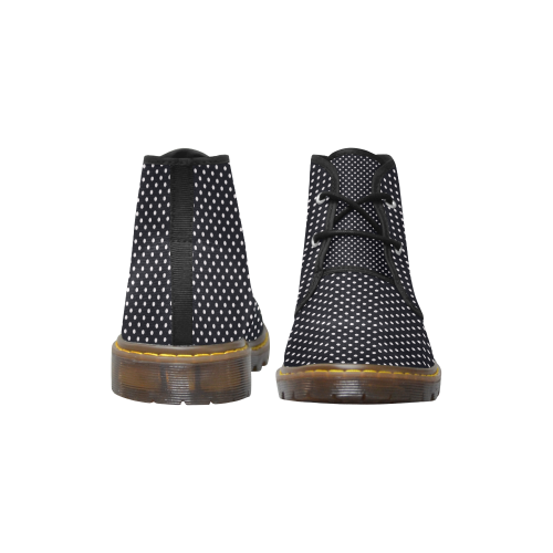 Black polka dots Women's Canvas Chukka Boots/Large Size (Model 2402-1)