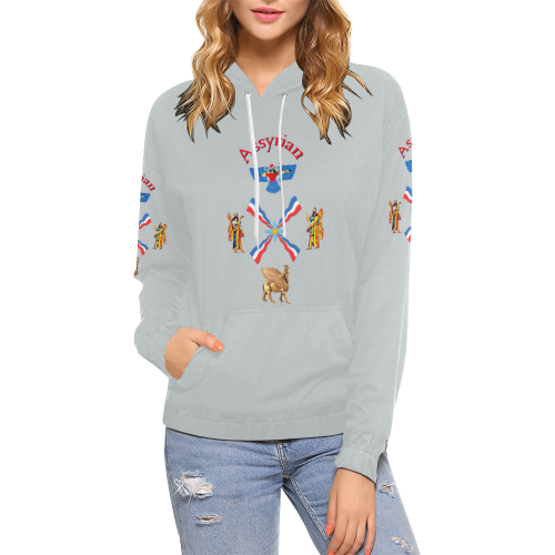 Assyrian Flag All Over Print Hoodie for Women (USA Size) (Model H13)