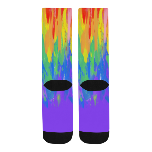 Flames Paint Abstract Purple Men's Custom Socks