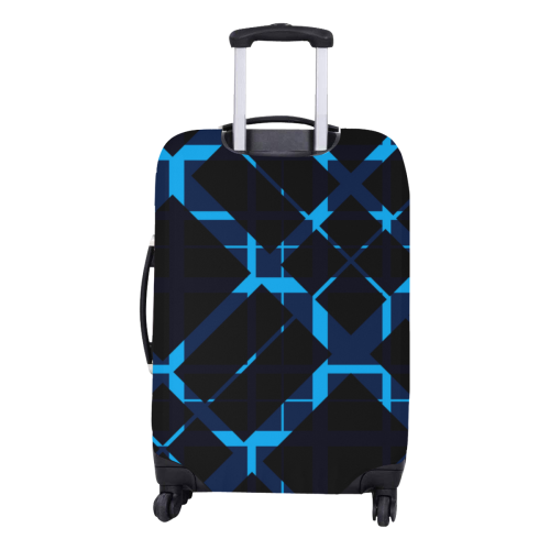 Diagonal Blue & Black Plaid Modern Style Luggage Cover/Medium 22"-25"