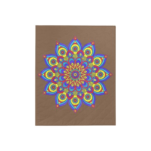 Brilliant Star Mandala Brown Quilt 40"x50"