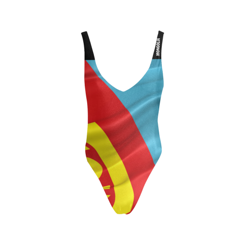 Mongolia Flag Sexy Low Back One-Piece Swimsuit (Model S09)
