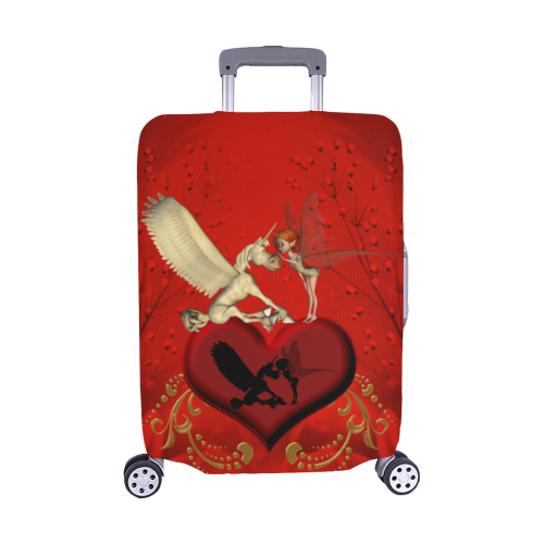 Cute fairy with pegasus Luggage Cover/Medium 22"-25"