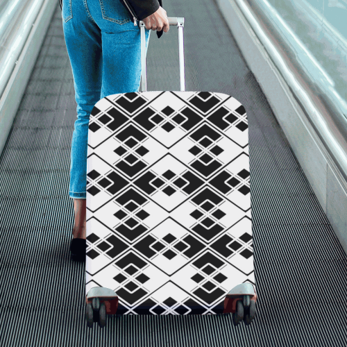 Abstract geometric pattern - black and white. Luggage Cover/Large 26"-28"