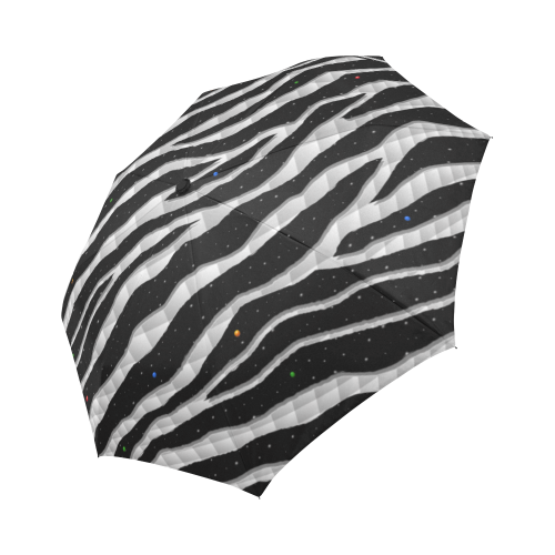 Ripped SpaceTime Stripes - White Auto-Foldable Umbrella (Model U04)